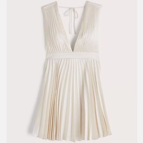 Brand New Women's Abercrombie & Fitch Pleated Sleeveless Silk Mini Dress - Picture 10 of 15